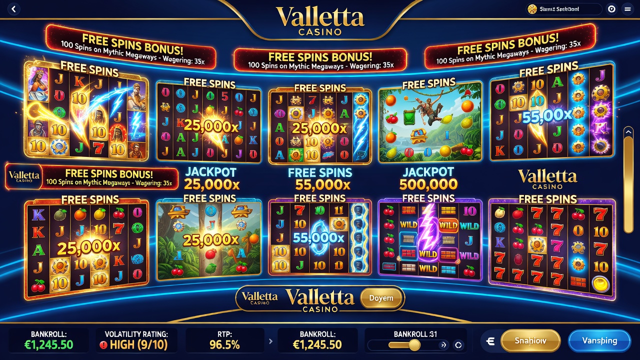 Megaways Slots at Valletta Casino: A Guide to Online Slot Games, High Volatility Slots and Free Spins Bonuses