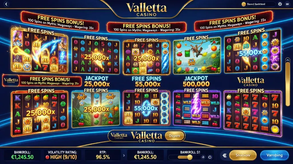 Megaways Slots at Valletta Casino: A Guide to Online Slot Games, High Volatility Slots and Free Spins Bonuses